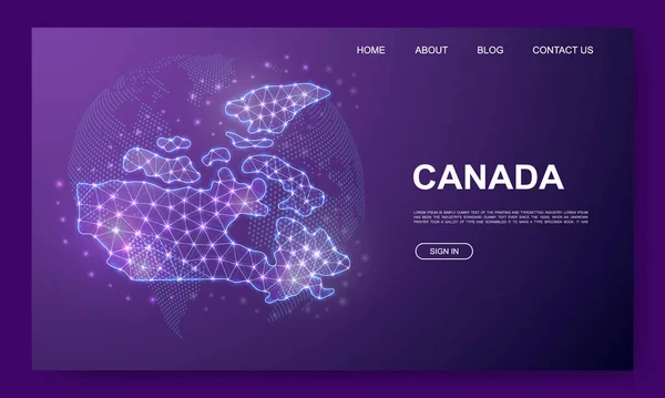 Canada Șablon Site Web Low Poly Canada Hartă Design Ilustrație — Vector de stoc