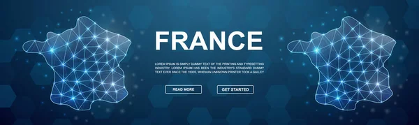 Frankreich Polygonales Werbebanner Horizontale Low Poly Plakatillustration Frankreich Kartenvorlage Illustrationskonzept — Stockvektor