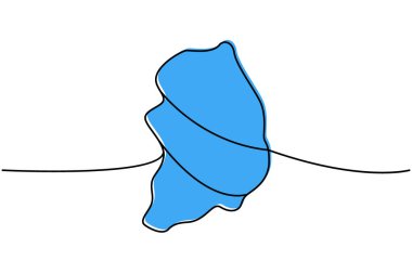 Güney Kore silueti aralıksız bir çizgi çiziyor. Güney Kore ülke silueti sürekli renkli bir tasvir. Vektör minimalist doğrusal illüstrasyon.