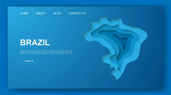 Brazil Paper Cut Website Template Brazil Map Paper Cut Out — Stock Vector