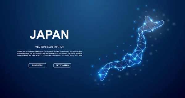 Japan Low Poly Landing Page Template Japan Map Design Illustration — Stock Vector