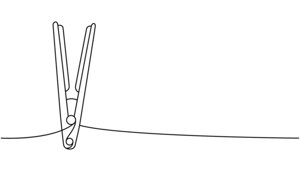 Endireitador Cabelo Desenho Contínuo Linha Barbearia Ferramentas Cabeleireiro Contínua Ilustração —  Vetores de Stock