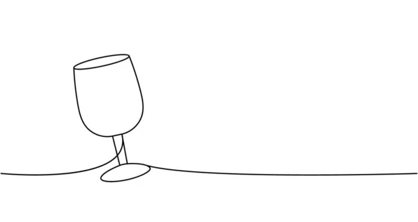 Tazza Vetro Bicchiere Vino Una Linea Disegno Continuo Bottiglia Vetro — Vettoriale Stock
