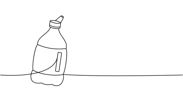 フィットネスプラスチックボトル1行連続図面 空のガラスまたはプラスチックボトル連続1ラインイラスト ベクトル線形イラスト 白地に隔離された — ストックベクタ