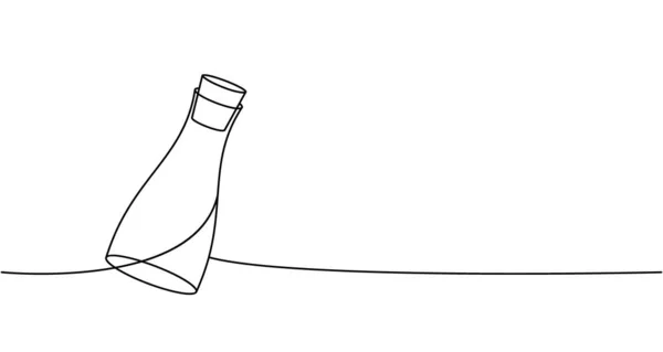 Cam Şişe Aralıksız Bir Çizgi Boş Bardak Plastik Şişe Sürekli — Stok Vektör
