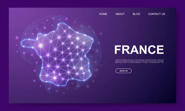 Frankreich Low Poly Webseite Vorlage Frankreich Kartendesign Illustrationskonzept Polygonales Landkartensymbol — Stockvektor