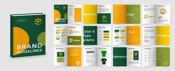 Template Voor Groene Oranje Merkrichtlijnen Merk Handmatige Presentatie Formaat Logo Stockvector