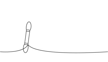 Göz farı fırçası, çift taraflı fırça bir çizgi sürekli çizim. Makyaj ve güzellik aletleri sürekli tek bir çizgiden ibarettir. Vektör doğrusal çizim. Beyaz arkaplanda izole