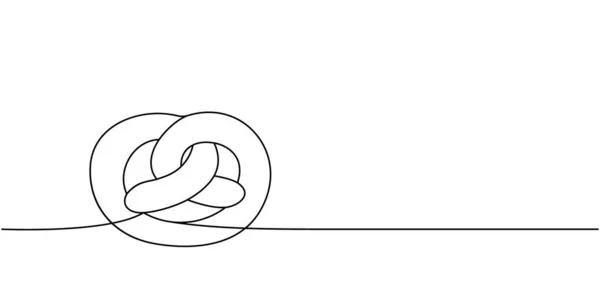 Претцель Одній Лінії Безперервного Малюнка Хлібобулочні Вироби Безперервна Ілюстрація Однієї — стоковий вектор