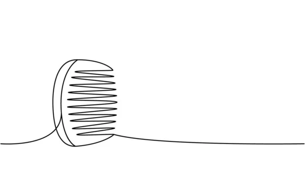 Tarak Ahşap Saç Tarağı Saç Fırçası Bir Çizgi Sürekli Çizim — Stok Vektör