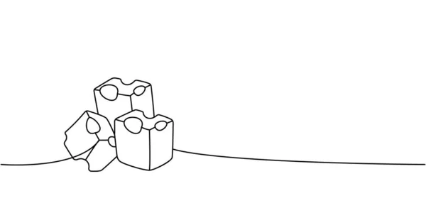 チーズ1行の連続描画の作品 チーズ製品連続オンラインイラスト ベクトル最小限の線形イラスト 白地に隔離された — ストックベクタ