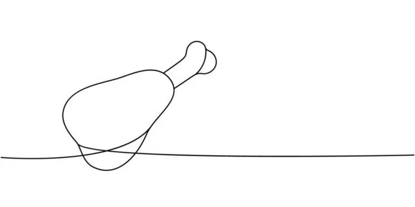 鸡腿一根线连画 新鲜鸡肉连续一行插图 矢量极小线性插画 因白人背景而被隔离 — 图库矢量图片