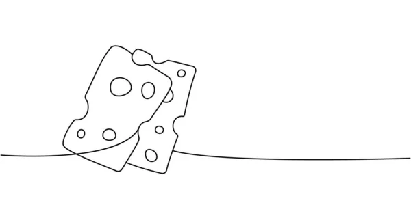 Schnittkäse Eine Linie Ununterbrochene Zeichnung Käseprodukte Durchgehend Eine Zeile Illustration — Stockvektor