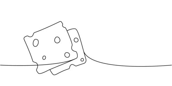 Schnittkäse Eine Linie Ununterbrochene Zeichnung Käseprodukte Durchgehend Eine Zeile Illustration — Stockvektor