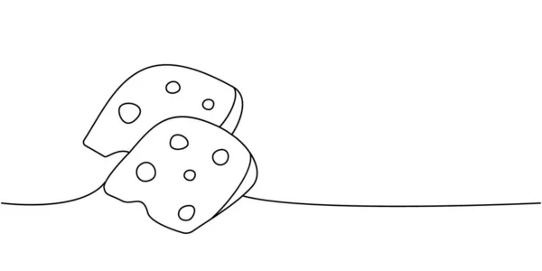 Кусочки Сыра Одна Линия Непрерывный Рисунок Сырные Продукты Непрерывная Иллюстрация — стоковый вектор