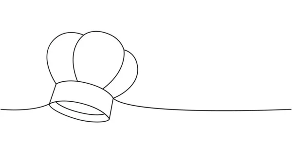 Kochmütze Kochmütze Eine Linie Ununterbrochene Zeichnung Küchengeräte Durchgehend Eine Zeile — Stockvektor