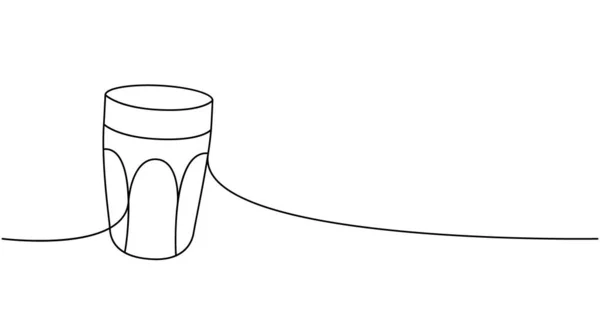 空のガラス1行連続描画 キッチンツール連続オンラインイラスト ベクトル最小限の線形イラスト 白地に隔離された — ストックベクタ