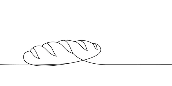 新鮮なフランスのバゲット 長いローフパン1行連続描画します ベーカリー菓子製品連続ワンラインイラスト ベクトル最小限の線形イラスト 白地に隔離された — ストックベクタ