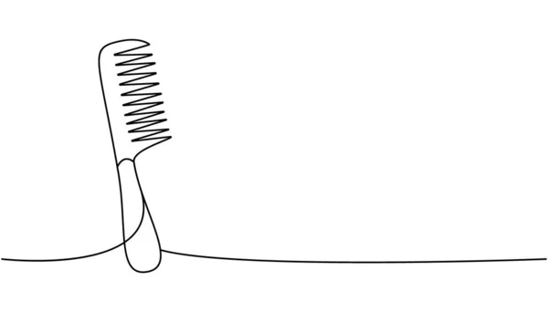 Profesjonalny Grzebień Włosów Jeden Wiersz Ciągły Rysunek Sklep Fryzjerski Narzędzia — Wektor stockowy