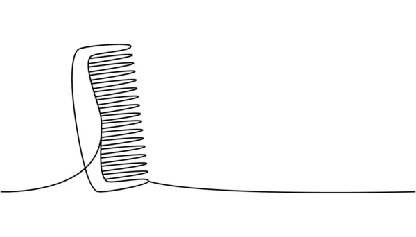 ヘア櫛1行連続図面 理髪店や美容ツールは 連続的な1行のイラスト ベクトル最小限の線形イラスト 白地に隔離された — ストックベクタ