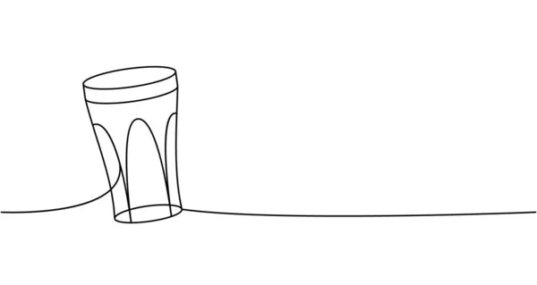 Скляна Чашка Кухоль Одній Лінії Безперервного Малюнка Порожня Скляна Або — стоковий вектор