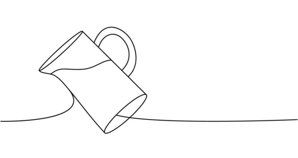 Cam Sürahi Süt Sürahisi Aralıksız Bir Çizim Boş Bardak Plastik — Stok Vektör