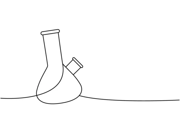 布希纳烧瓶单行连续绘图 实验室玻璃设备连续单行图解 矢量极小线性插画 因白人背景而被隔离 — 图库矢量图片