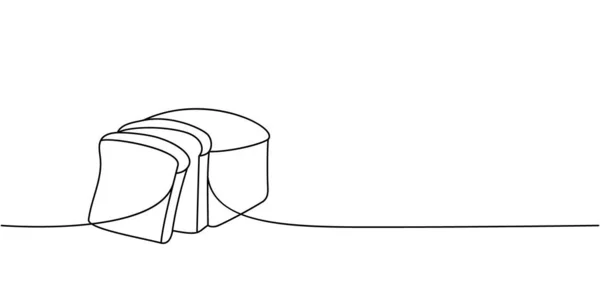スライス小麦パン1行連続描画します ベーカリー菓子製品連続ワンラインイラスト ベクトル最小限の線形イラスト 白地に隔離された — ストックベクタ