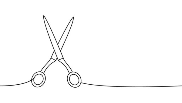 Професійні Перукарські Ножиці Одній Лінії Безперервного Малюнка Перукарня Перукарські Інструменти — стоковий вектор