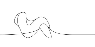 Tavuk kanadı bir çizgi aralıksız çiziyor. Taze tavuk eti tek bir çizgiden ibarettir. Vektör minimalist doğrusal çizim. Beyaz arkaplanda izole