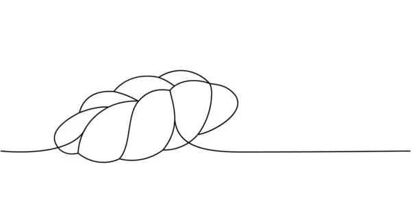 チャラ 編組パン1行連続描画します ベーカリー菓子製品連続ワンラインイラスト ベクトル最小限の線形イラスト 白地に隔離された — ストックベクタ
