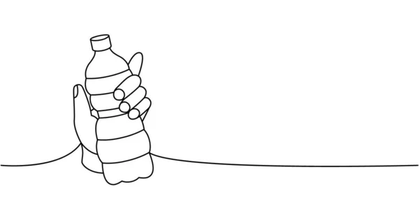 Plastik Şişeli Bir Aralıksız Çizim Yapıyor Boş Bardak Plastik Şişe — Stok Vektör