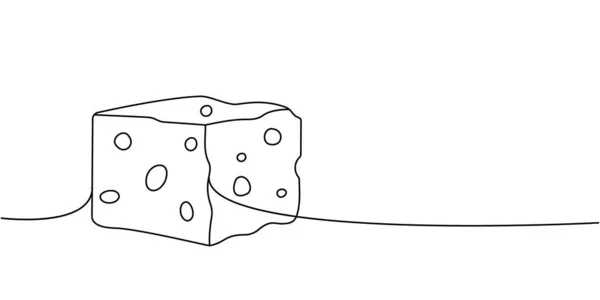 Tuğla Peyniri Sürekli Çizim Peynir Ürünleri Tek Bir Çizgi Çizimi — Stok Vektör
