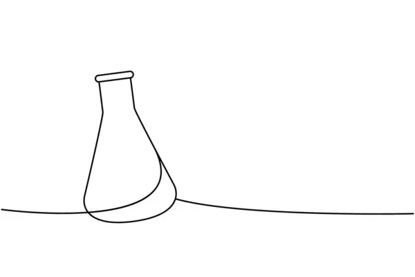 Скляна Колба Одна Лінія Безперервного Креслення Лабораторне Скляне Обладнання Безперервна — стоковий вектор