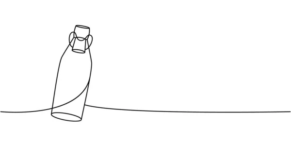 ガラス瓶1行連続描画 空のガラスまたはプラスチックボトル連続1ラインイラスト ベクトル線形イラスト 白地に隔離された — ストックベクタ
