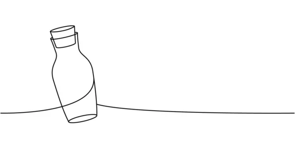 Μπουκαλάκι Γυάλινο Μία Γραμμή Συνεχές Σχέδιο Κενό Γυάλινο Πλαστικό Μπουκάλι — Διανυσματικό Αρχείο
