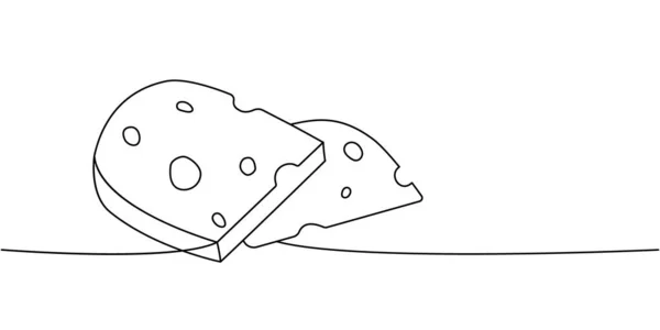 Τυρί Κομμάτια Μία Γραμμή Συνεχή Σχέδιο Τυρί Προϊόντα Συνεχή Μία — Διανυσματικό Αρχείο