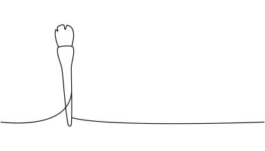 Makyaj fırçası aralıksız bir çizgi. Berber dükkanı ve kuaför aletleri sürekli tek bir çizgiden ibarettir. Vektör minimalist doğrusal çizim. Beyaz arkaplanda izole