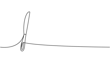 Mutfak bıçağı tek sıra halinde. Mutfak aletleri tek satırlık illüstrasyonlar halinde. Vektör minimalist doğrusal çizim. Beyaz arkaplanda izole