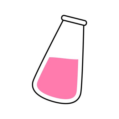 Kimya cam ikonu. Laboratuvar cam ekipmanları silueti. Vektör çizimi. Beyaz arkaplanda izole