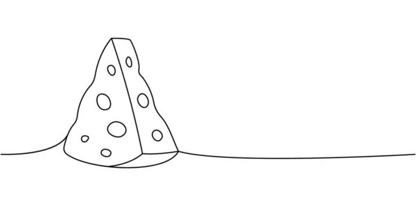 Käse Eine Linie Ununterbrochene Zeichnung Käseprodukte Durchgehend Eine Zeile Illustration — Stockvektor