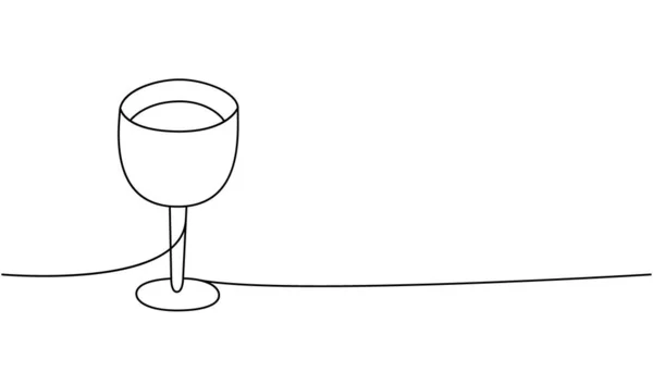 Bocal Weinglas Eine Linie Ununterbrochene Zeichnung Küchengeräte Durchgehend Eine Zeile — Stockvektor