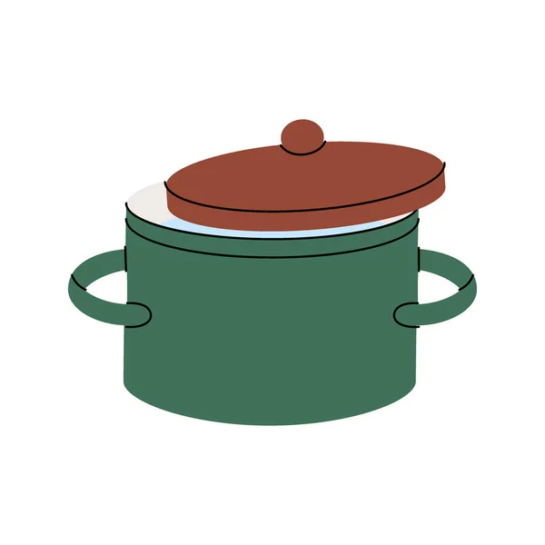 Pot Avec Couvercle Pot Icône Casserole Outils Cuisine Silhouette Illustration — Image vectorielle