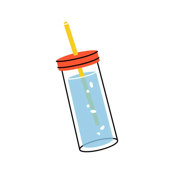Γυάλινο Ποτήρι Ζέσεως Ψάθινη Εικόνα Κενό Γυάλινο Πλαστικό Σιλουέτα Μπουκάλι — Διανυσματικό Αρχείο