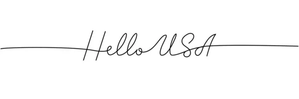 Hello Usa Слово Непрерывной Одной Строкой Минималистский Рисунок Фразы Иллюстрация — стоковый вектор