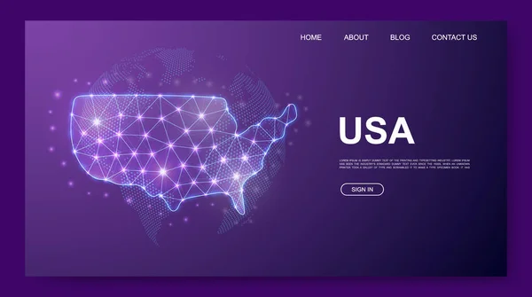 Usa Low Poly Website Template Концепція Дизайну Сполучених Штатів Америки — стоковий вектор