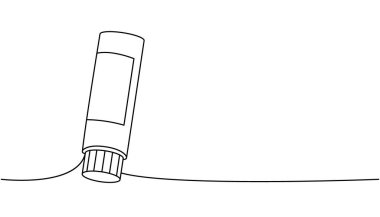 Yüz kremi, kozmetik kremi sürekli çizim. Makyaj ve güzellik aletleri sürekli tek bir çizgiden ibarettir. Vektör doğrusal çizim. Beyaz arkaplanda izole