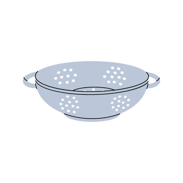 Sieve Colander Icon Kitchen Tools Silhouette Vector Illustration Isolated White — Stock Vector