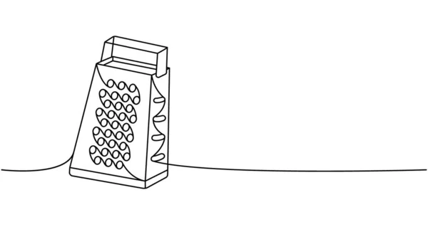 Handstahlreibe Küchenschredder Eine Linie Ununterbrochene Zeichnung Küchengeräte Durchgehend Eine Zeile — Stockvektor