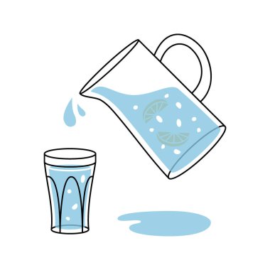 Cam sürahi, süt sürahisi ikonu. Boş bardak ya da plastik şişe silueti. Vektör çizimi. Beyaz arkaplanda izole